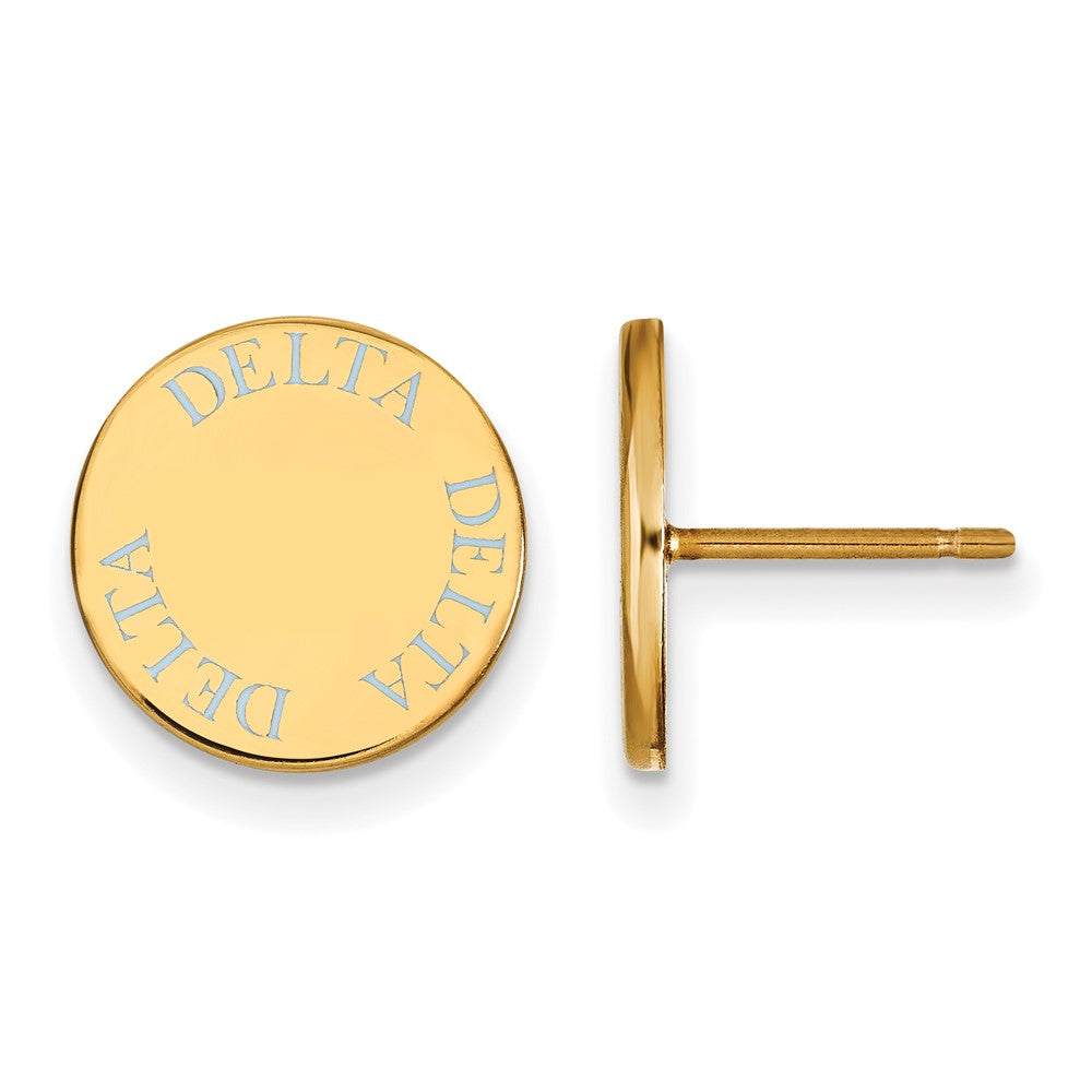 Sterling Silver Gold-plated LogoArt Delta Delta Delta Sorority Text Color Enamel Post Earrings