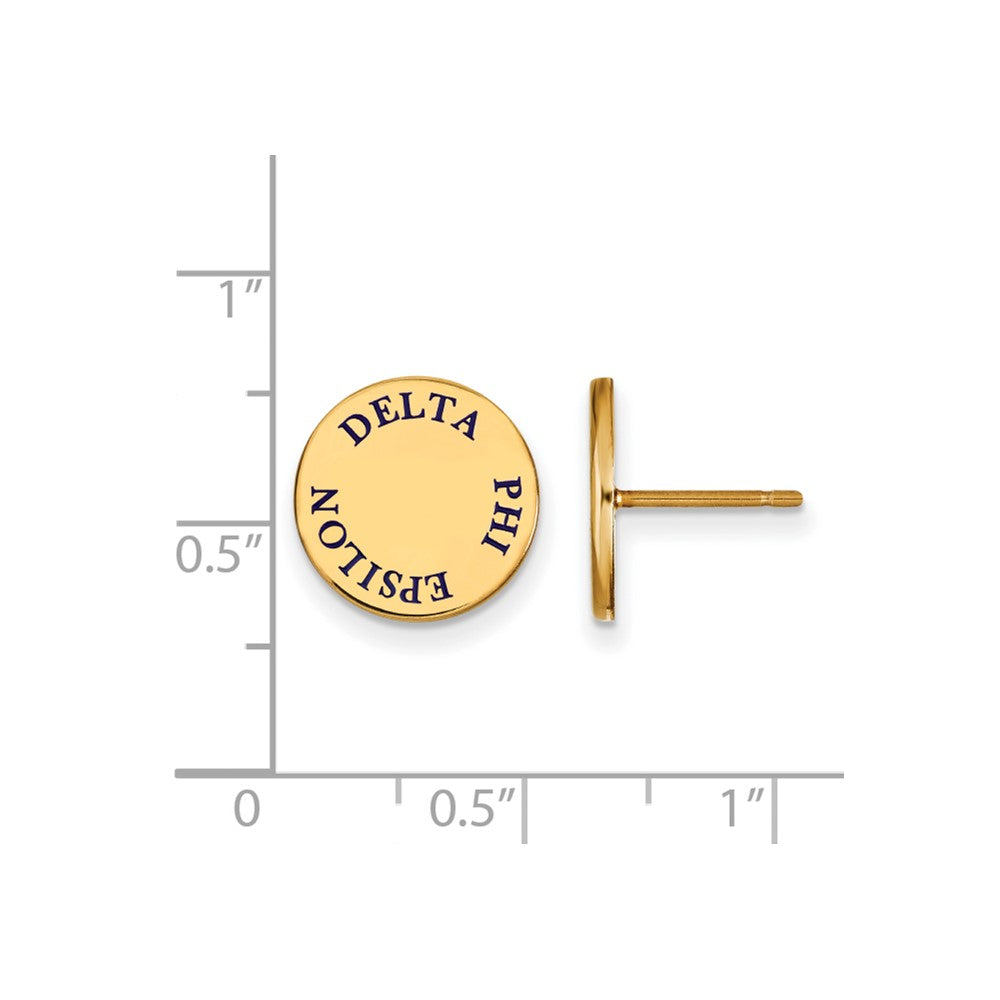 Sterling Silver Gold-plated LogoArt Delta Phi Epsilon Sorority Text Color Enamel Post Earrings