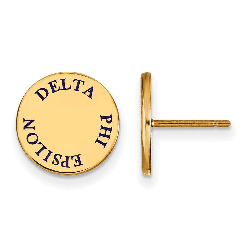 Sterling Silver Gold-plated LogoArt Delta Phi Epsilon Sorority Text Color Enamel Post Earrings