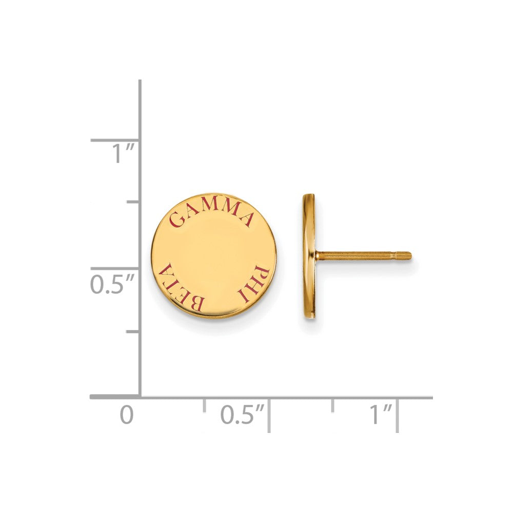 Sterling Silver Gold-plated LogoArt Gamma Phi Beta Sorority Text Color Enamel Post Earrings
