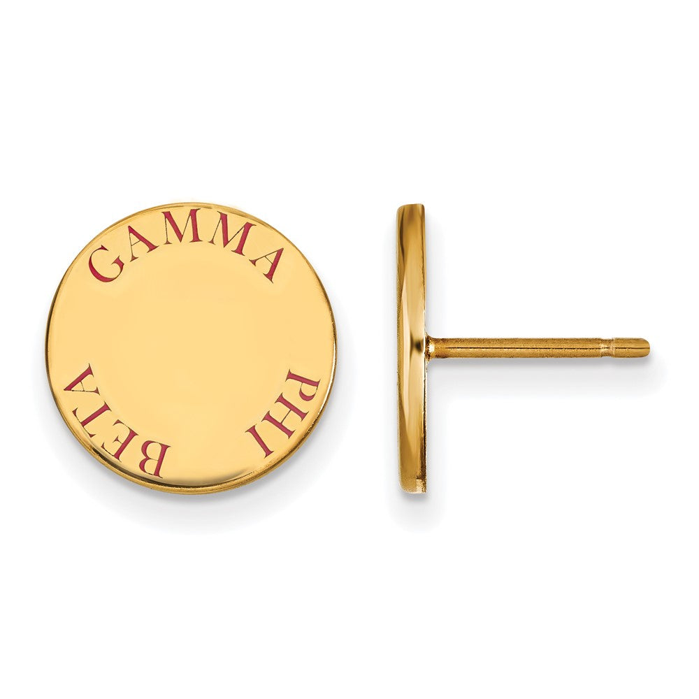 Sterling Silver Gold-plated LogoArt Gamma Phi Beta Sorority Text Color Enamel Post Earrings