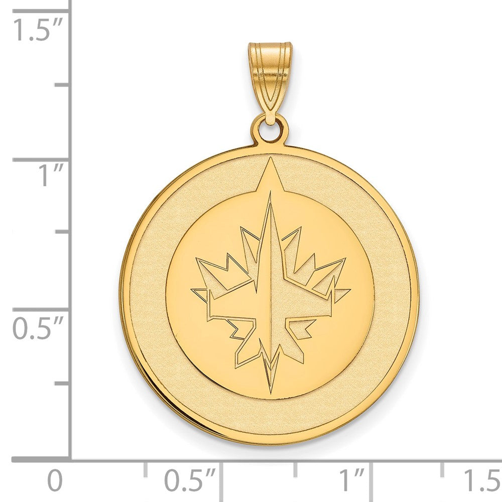 Sterling Silver Gold-plated NHL LogoArt Winnipeg Jets Extra Large Pendant