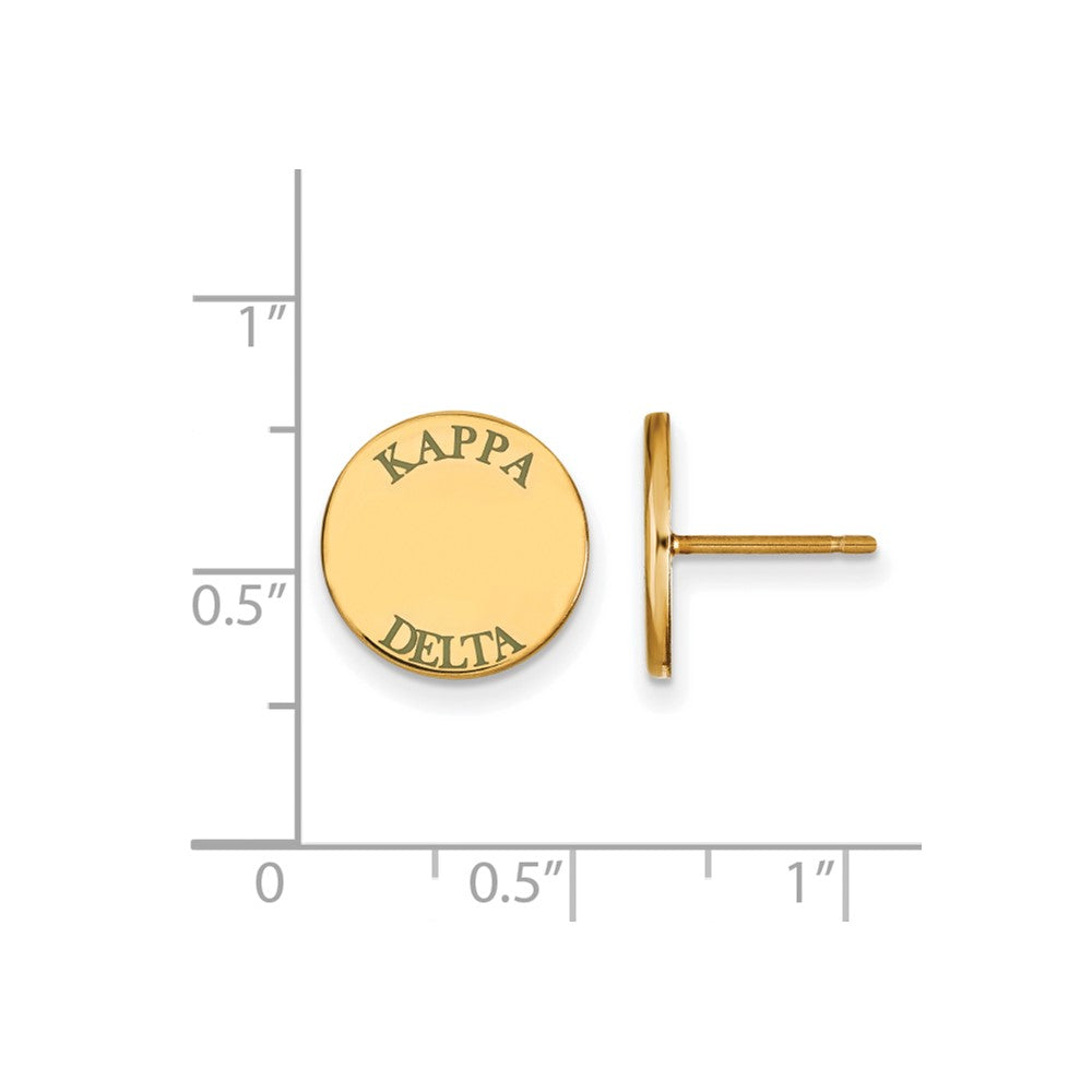 Sterling Silver Gold-plated LogoArt Kappa Delta Sorority Text Color Enamel Post Earrings