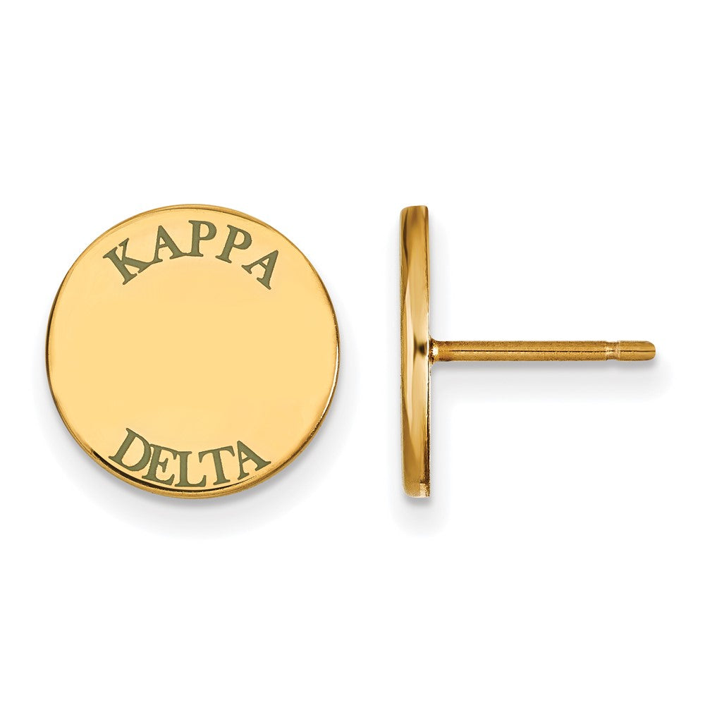 Sterling Silver Gold-plated LogoArt Kappa Delta Sorority Text Color Enamel Post Earrings