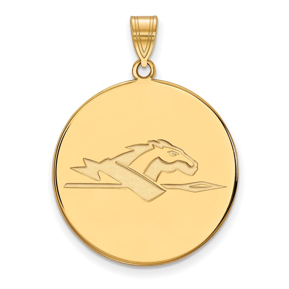 Sterling Silver Gold-plated LogoArt Longwood University Horse Extra Large Disc Pendant