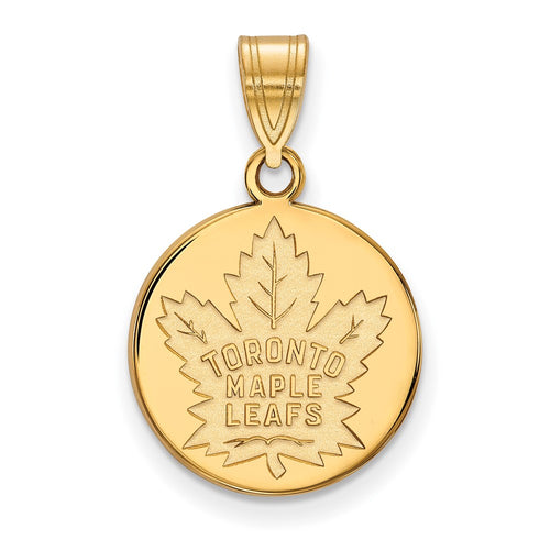 10k Gold NHL LogoArt Toronto Maple Leafs Medium Disc Pendant