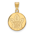 Sterling Silver Gold-plated NHL LogoArt Toronto Maple Leafs Medium Disc Pendant