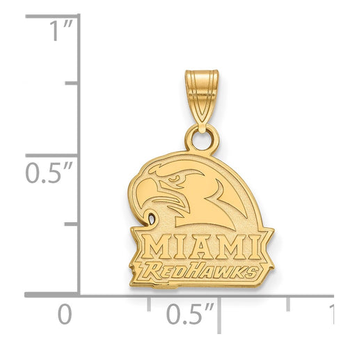 10k Gold LogoArt Miami University Ohio Redhawks Small Pendant
