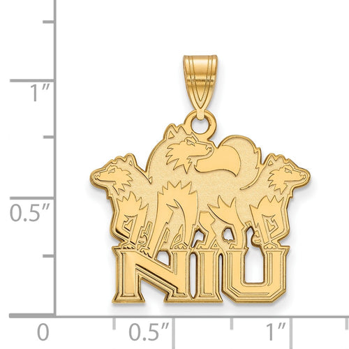 10k Gold LogoArt Northern Illinois University N-I-U with Huskies Large Pendant