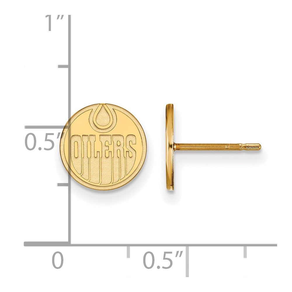 Sterling Silver Gold-plated NHL LogoArt Edmonton Oilers Extra Small Post Earrings