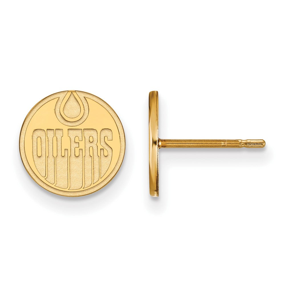 Sterling Silver Gold-plated NHL LogoArt Edmonton Oilers Extra Small Post Earrings