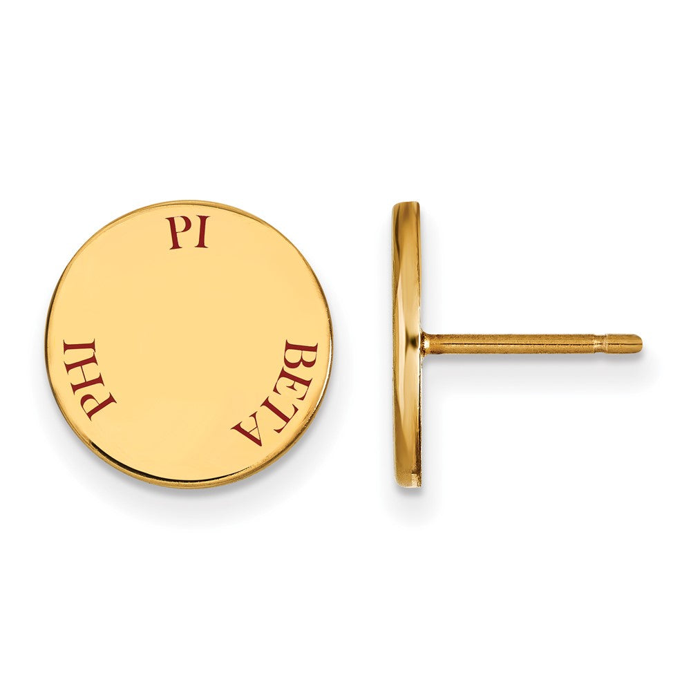 Sterling Silver Gold-plated LogoArt Pi Beta Phi Sorority Text Color Enamel Post Earrings