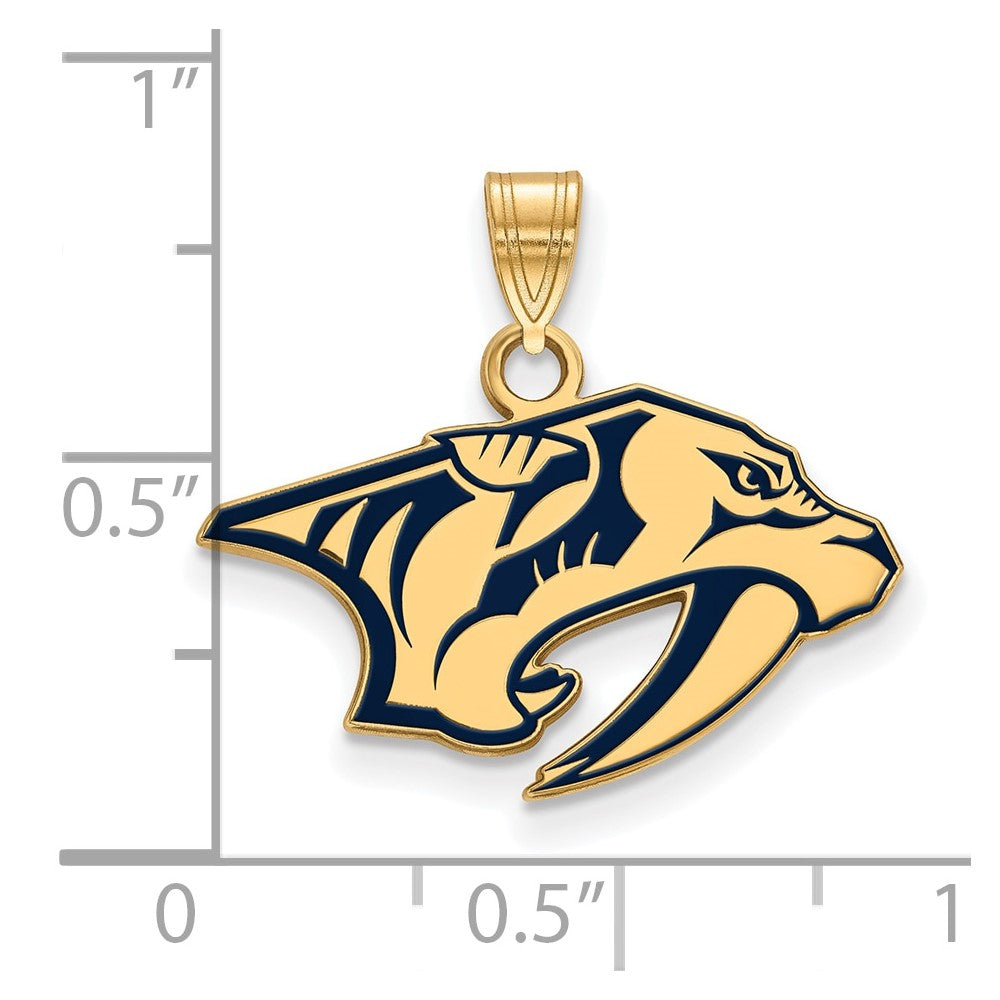 Sterling Silver Gold-plated NHL LogoArt Nashville Predators Small Enameled Pendant