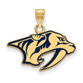 Sterling Silver Gold-plated NHL LogoArt Nashville Predators Small Enameled Pendant