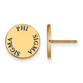 Sterling Silver Gold-plated LogoArt Phi Sigma Sigma Sorority Text Color Enamel Post Earrings