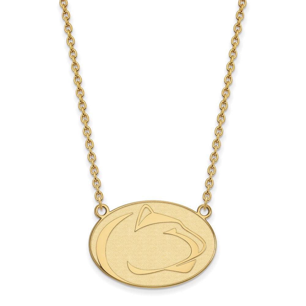 Sterling Silver Gold-plated LogoArt Penn State University Lion Large Pendant 18 inch Necklace