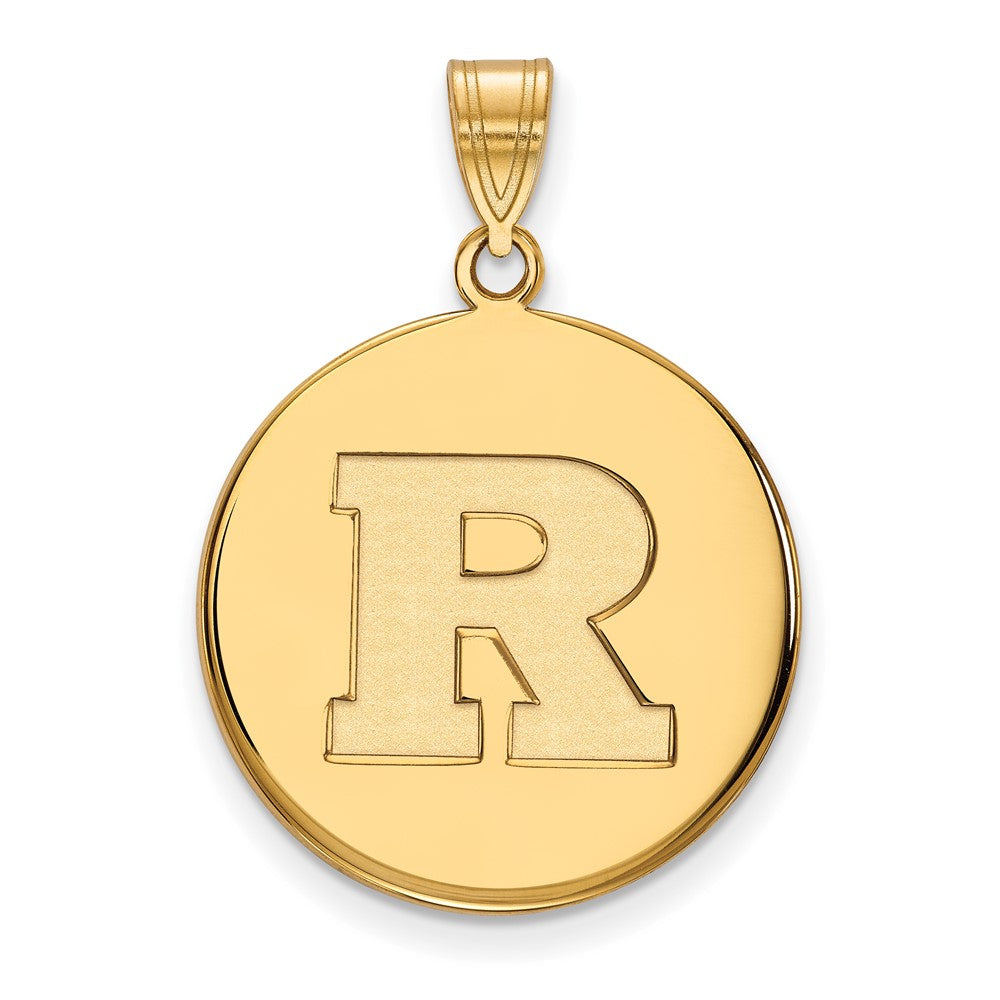 Sterling Silver Gold-plated LogoArt Rutgers University Letter R Large Disc Pendant