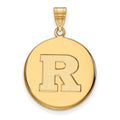 Sterling Silver Gold-plated LogoArt Rutgers University Letter R Large Disc Pendant