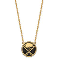 Sterling Silver Gold-plated NHL LogoArt Buffalo Sabres Large Enameled Pendant 18 inch Necklace