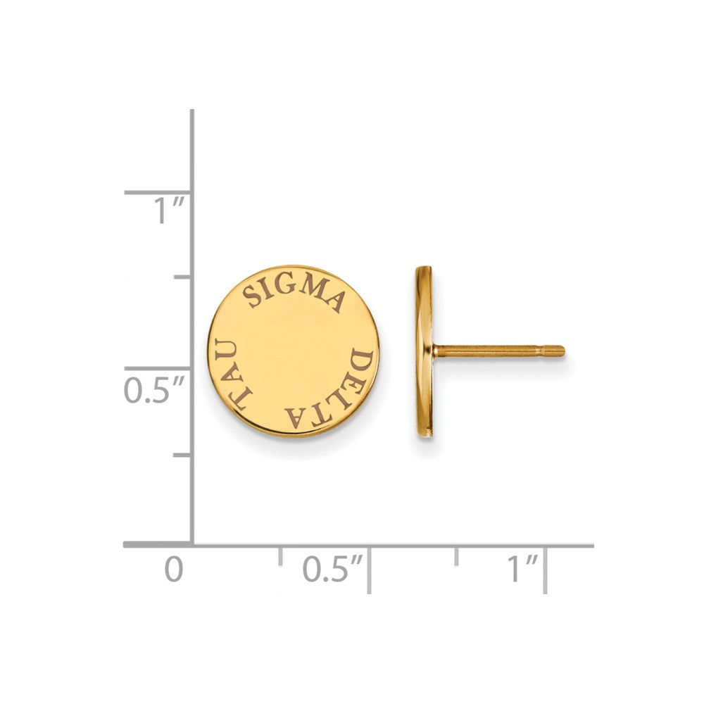 Sterling Silver Gold-plated LogoArt Sigma Delta Tau Sorority Text Color Enamel Post Earrings