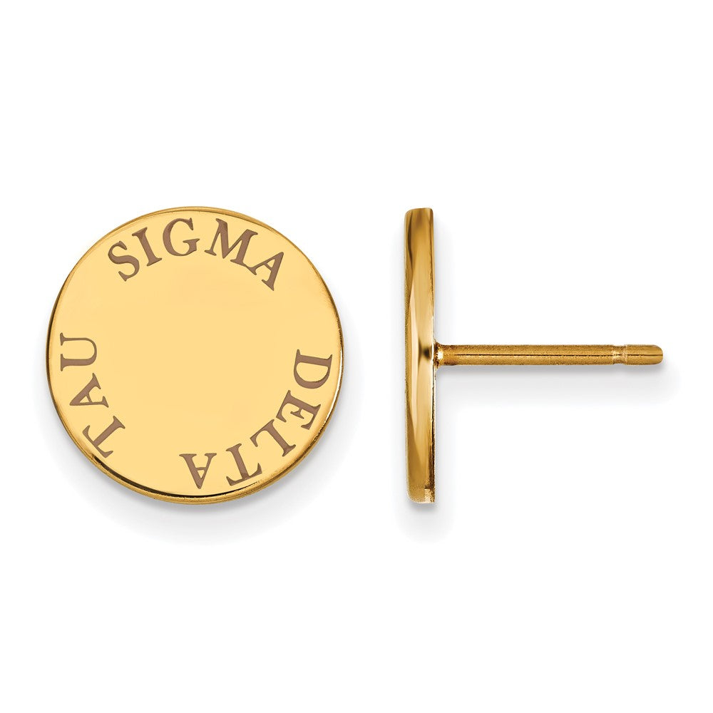 Sterling Silver Gold-plated LogoArt Sigma Delta Tau Sorority Text Color Enamel Post Earrings
