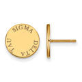 Sterling Silver Gold-plated LogoArt Sigma Delta Tau Sorority Text Color Enamel Post Earrings