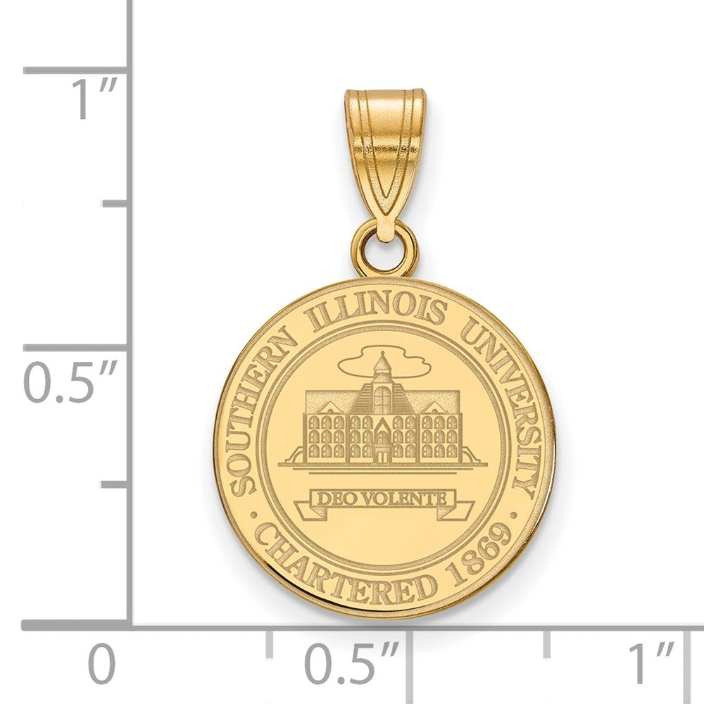 Sterling Silver Gold-plated LogoArt Southern Illinois University Medium Crest Pendant