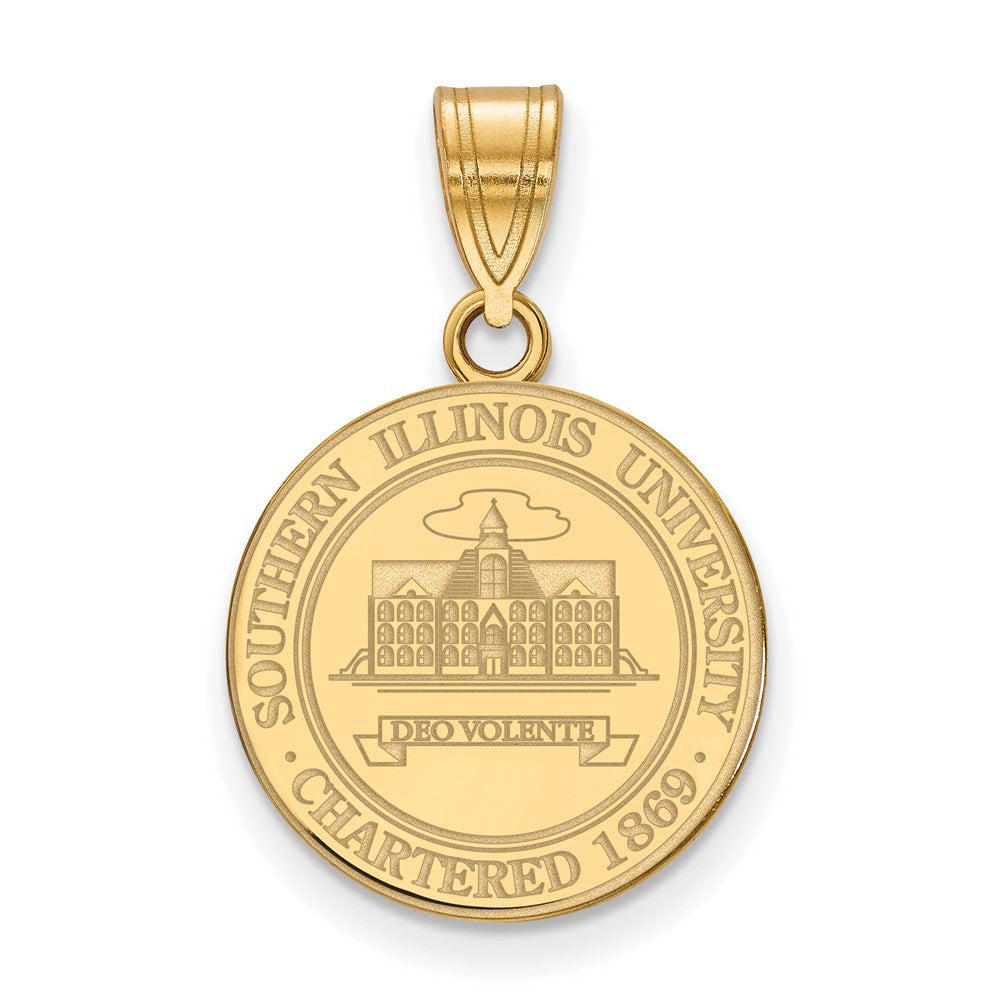 Sterling Silver Gold-plated LogoArt Southern Illinois University Medium Crest Pendant