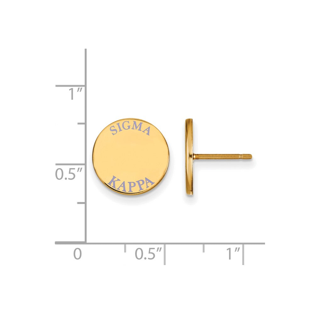Sterling Silver Gold-plated LogoArt Sigma Kappa Sorority Text Color Enamel Post Earrings