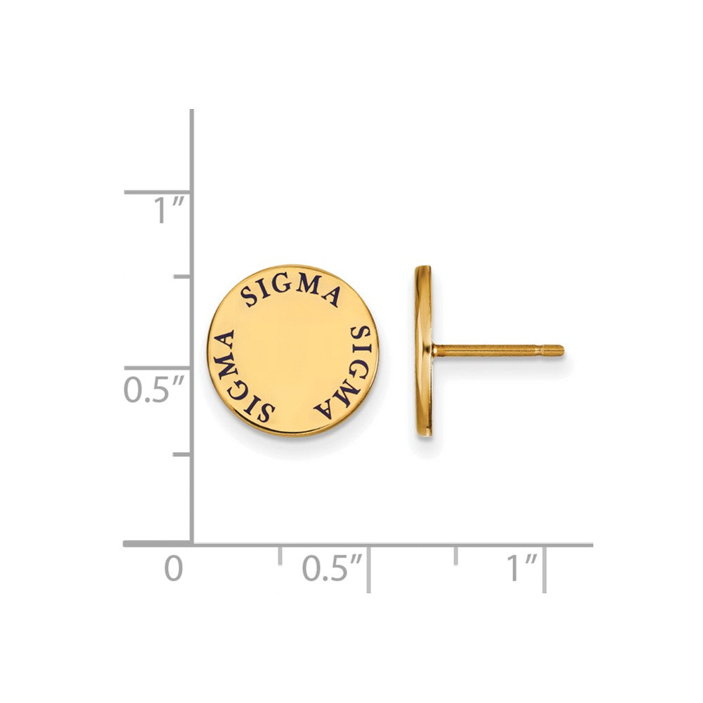 Sterling Silver Gold-plated LogoArt Sigma Sigma Sigma Sorority Text Color Enamel Post Earrings