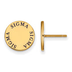 Sterling Silver Gold-plated LogoArt Sigma Sigma Sigma Sorority Text Color Enamel Post Earrings