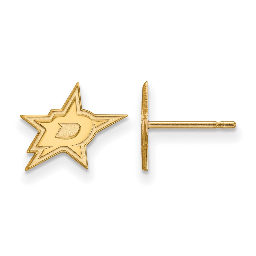 Sterling Silver Gold-plated NHL LogoArt Dallas Stars Extra Small Post Earrings