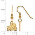 Sterling Silver Gold-plated LogoArt Texas Christian University Horned Frog Extra Small Dangle Wire Earrings