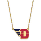 Sterling Silver Gold-plated LogoArt University of Dayton Large Enameled Pendant 18 inch Necklace