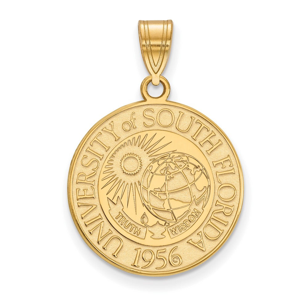Sterling Silver Gold-plated LogoArt University of South Florida Large Crest Pendant