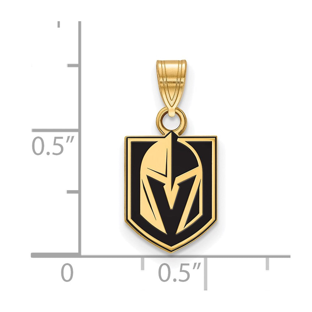 Sterling Silver Gold-plated NHL LogoArt NHL Vegas Golden Knights Small Enameled Pendant