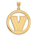 Sterling Silver Gold-plated LogoArt Villanova University Letter V Large Circle Pendant