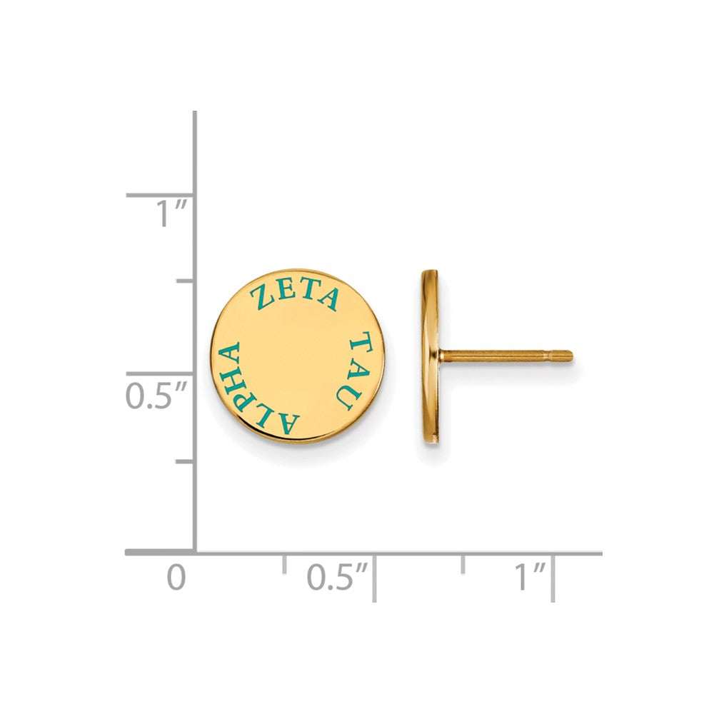 Sterling Silver Gold-plated LogoArt Zeta Tau Alpha Sorority Text Color Enamel Post Earrings
