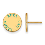 Sterling Silver Gold-plated LogoArt Zeta Tau Alpha Sorority Text Color Enamel Post Earrings