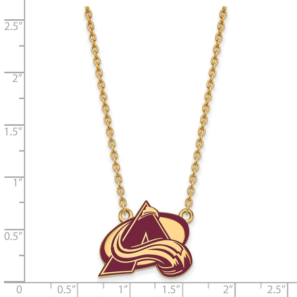 Sterling Silver Gold-plated NHL LogoArt Colorado Avalanche Letter A Large Enameled Pendant 18 inch Necklace