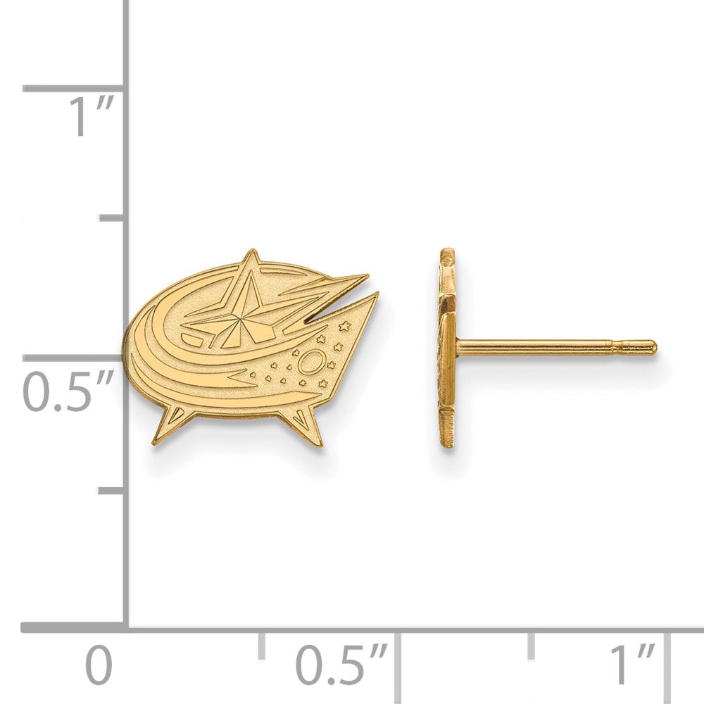 Sterling Silver Gold-plated NHL LogoArt Columbus Blue Jackets Extra Small Post Earrings