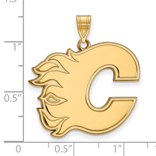 10k Gold NHL LogoArt Calgary Flames Letter C Extra Large Pendant