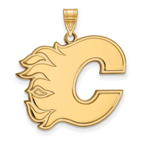 10k Gold NHL LogoArt Calgary Flames Letter C Extra Large Pendant