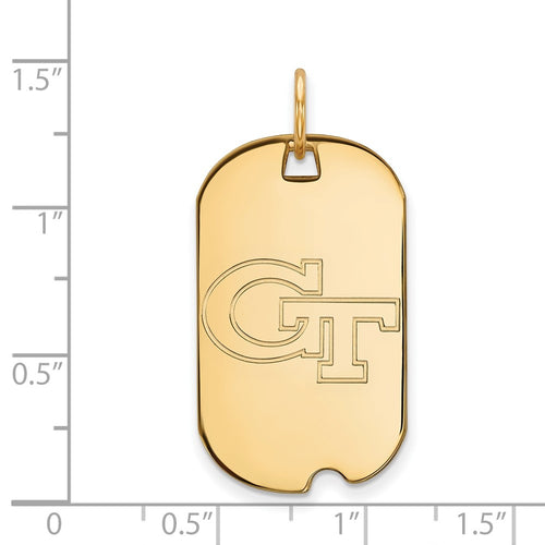 10k Gold LogoArt Georgia Institute of Technology G-T Small Dog Tag Pendant