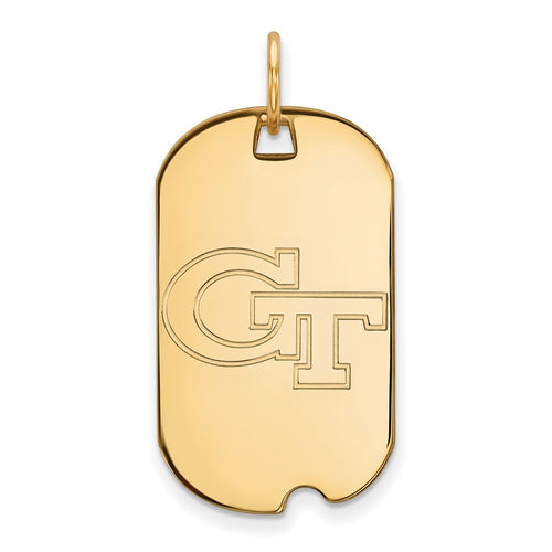 10k Gold LogoArt Georgia Institute of Technology G-T Small Dog Tag Pendant