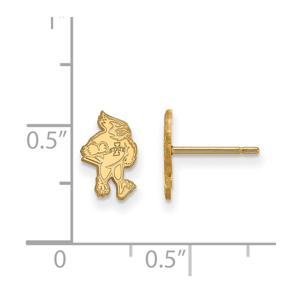 Sterling Silver Gold-plated LogoArt Iowa State University Cardinal Extra Small Post Earrings