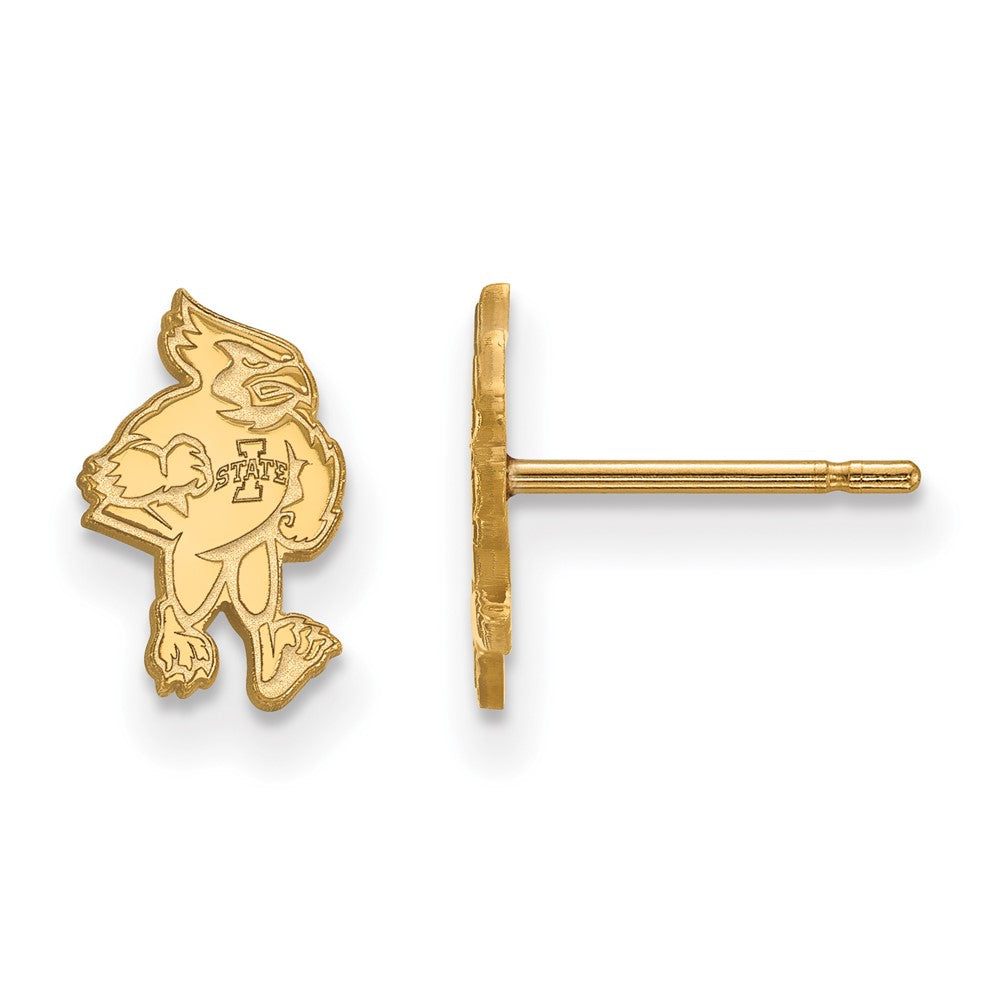 Sterling Silver Gold-plated LogoArt Iowa State University Cardinal Extra Small Post Earrings