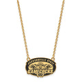 Sterling Silver Gold-plated LogoArt Jacksonville State U. Large Enameled Pendant 18 inch Necklace