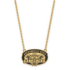 Sterling Silver Gold-plated LogoArt Jacksonville State U. Large Enameled Pendant 18 inch Necklace
