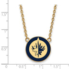 Sterling Silver Gold-plated NHL LogoArt Winnipeg Jets Large Enameled Pendant 18 inch Necklace